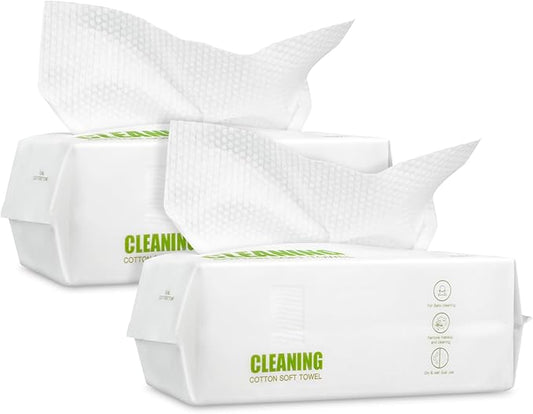 120 Count Disposable Face Towels, 100% Biodegradable Facial Wipes for Sensitive Skin, Extra Soft & Thick Dry Wipes for Face Washing, Skincare, Makeup Removal, Lint-Free Face Cloths
