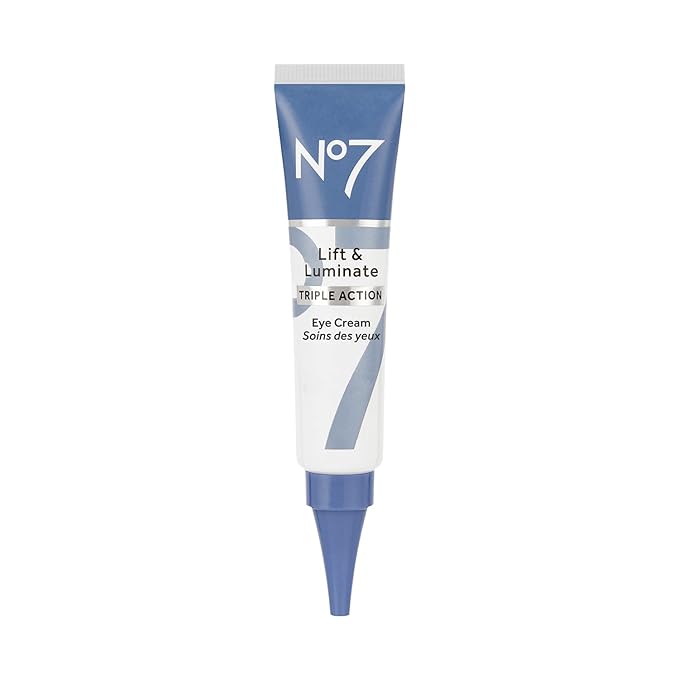 No7 Lift & Luminate Triple Action Under Eye Cream - Dark Circles Under Eye Treatment with Vitamin C & Collagen Peptide Technology - Helps Reduce Puffiness, Bags & the Appearance of Wrinkles (0.5 Oz)