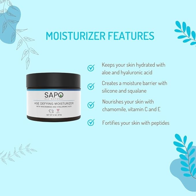 Daily Moisturizer - Lightweight Face Cream with Hyaluronic Acid, Niacinamide, Aloe, Peptide, Vitamin B3, B5, B6 & C - Nourishing, Brightening & Hydrating for All Day Hydration - 2 oz