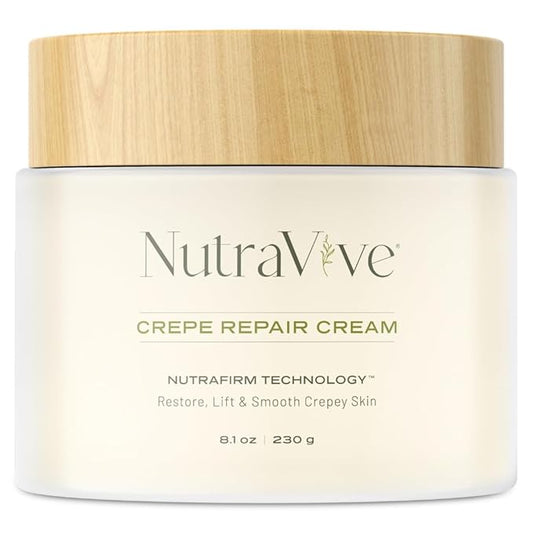 NutraVive Crepe Repair Cream – Anti-Aging Treatment - 8.1 Oz – Restore, Lift, Tighten & Smooth – Collagen Boosting Body, Neck & Face - Crepey Skin Cream for Aging Skin