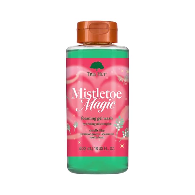 Tree Hut Mistletoe Magic Foaming Gel Wash, Moisturizing & Hydrating Body Wash with Shea Butter, Cleanses Skin Leaving It Soft & Fresh, Holiday Gift & Stocking Stuffer, 18 fl oz