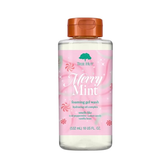 Tree Hut Merry Mint Foaming Gel Wash, Moisturizing & Hydrating Body Wash with Shea Butter, Gently Cleanses for Soft, Fresh & Radiant Skin, Holiday Gift & Stocking Stuffer, 18 fl oz