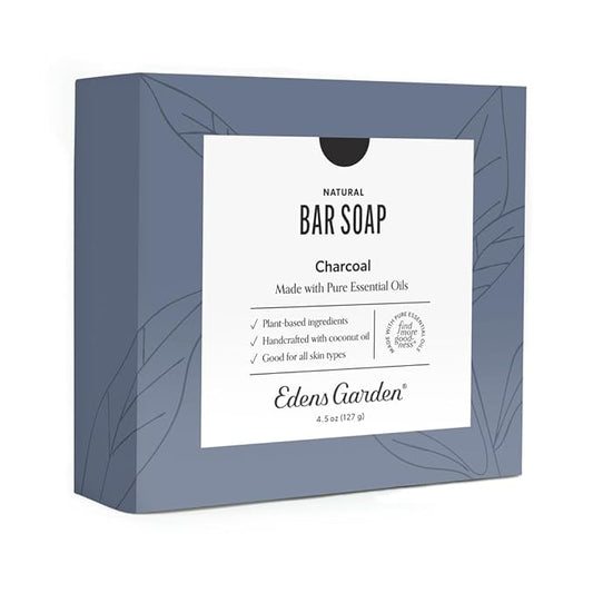 Edens Garden Activated Charcoal Bar Soap – Natural Cold-Processed Soap with Pure Essential Oils for Gentle Detox & Exfoliation – Handmade Vegan Aromatherapy Bar for Skin, Face & Body, 4.5 oz (127 g)