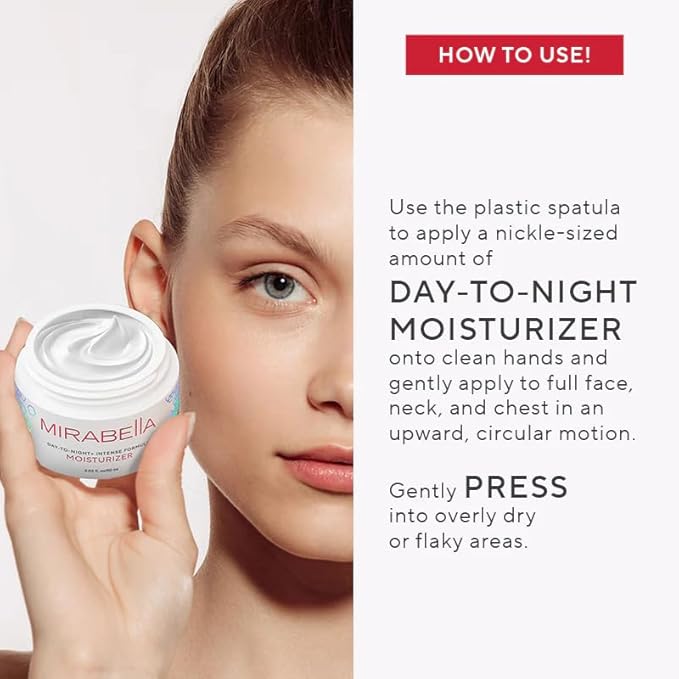 Mirabella Day to Night+ Intense Formula Moisturizer – Hydrating Anti-Aging Face Cream w/Hyaluronic Acid, Niacinamide & Collagen – Lightweight Day & Night Facial Moisturizer, 2.03 oz