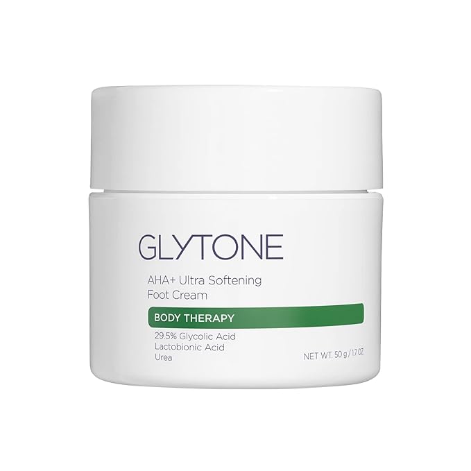 GLYTONE AHA+ Foot Cream for Dry Cracked Heels & Feet | Exfoliate, Hydrate & Retexturize Dry, Rough Foot with Exfoliating 29.5% Glycolic Acid, Moisturizing Lactobionic Acid & Urea - 1.7 Oz