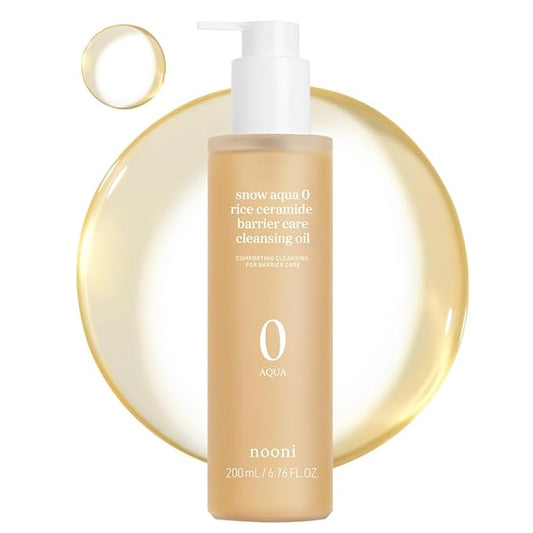 NOONI Facial Cleanser – Snow Aqua 0 Rice Ceramide Barrier Care Cleansing Oil | Makeup Remover, Face Wash, Face Oil Cleanser, Pore Care, Korean Skin Care, Vegan, 6.76 fl oz (200ml)