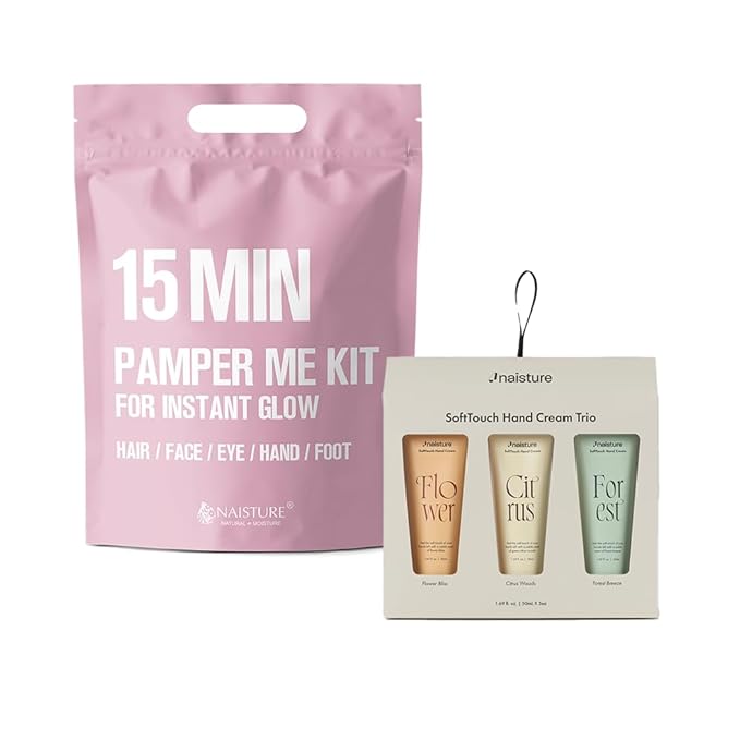15 Min Pamper Me Kit and SoftTouch Hand Cream Trio (10pc): Korean Face Mask Essentials and Moisturizing Lotion Gift for Women