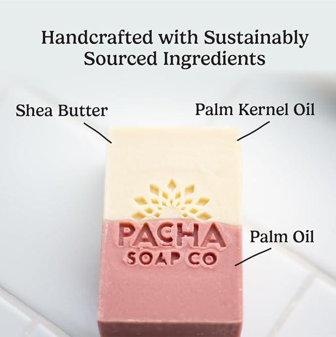Pacha Soap Co. Bar Soap - Premium, Handcrafted, Hydrating, Natural Face Wash, Hand Cleanser, Body Wash, Soothing Essential Oils (Jasmine Gardenia, 5-Pack, 4 oz ea)