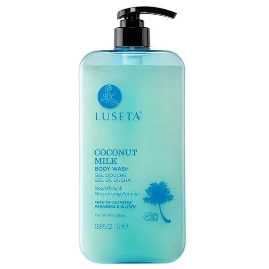 Luseta Coconut Milk Body Wash with Coconut Oil & Pomegranate -Shower Gel Body Wash for Deep Hydration, Gentle Cleansing, Soothes Skin for All Skin Types Sulfate & Paraben-Free 33.8oz