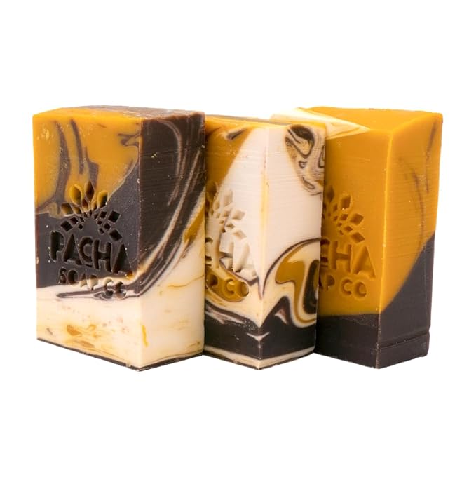 Pacha Soap Co. Bar Soap, Almond Goat’s Milk, 3-Pack (4 oz ea) - Premium, Handcrafted, Hydrating, Natural Face Wash, Hand Cleanser, Body Wash, Soothing Essential Oils