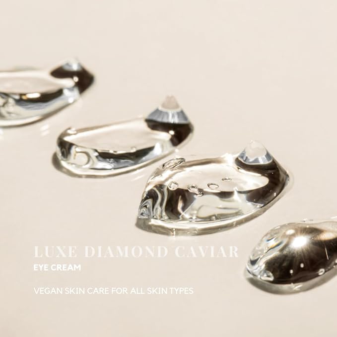 Luxe Diamond Caviar Eye Cream - Anti Aging, Lifting, Firming Crow's Feet, Dark Circles & Under Eyes Puffiness - Day & Night Anti-Wrinkle Collagen Cream - Vegan & Paraben-Free