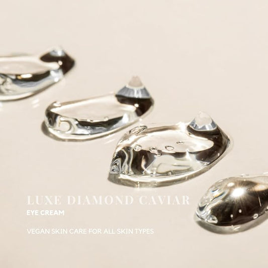 Luxe Diamond Caviar Eye Cream - Anti Aging, Lifting, Firming Crow's Feet, Dark Circles & Under Eyes Puffiness - Day & Night Anti-Wrinkle Collagen Cream - Vegan & Paraben-Free