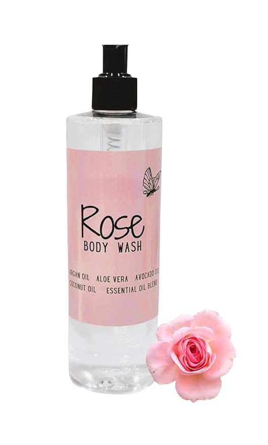 ROSE Natural Body Wash for Women Sulfate Free, Dye Free, with Naturally Derived Ingredients, Hydrating, Gentle Cleaning for Dry and Sensitive Skin 16oz