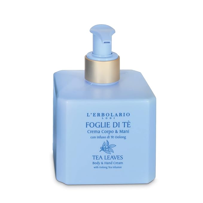 L'Erbolario Body and Hand Cream - Toning and Moisturizing Hand Lotion for Women and Men with Cocoa Butter - Citrus Floral Scent - Tea Leaves - 8.4 oz