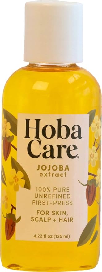 HobaCare Hexane Free Jojoba Oil for Nails & Cuticles, Dry Skin, Beard Care, Scalp Massage Therapy – Mini Travel Size Pure Unrefined Natural Carrier Oil for Skincare, Shaving, Hair Treatment (4.22 oz)