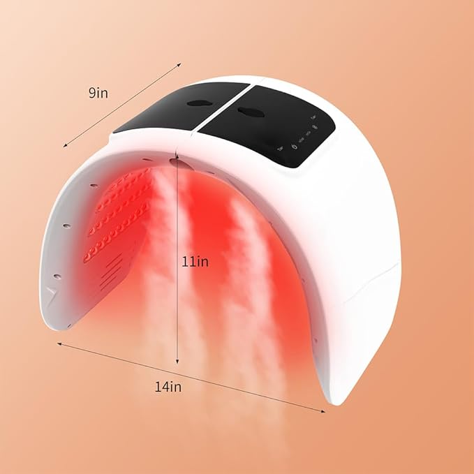 7 Color LED Face Mask with Spray, Red Light Therapy Facial Skin Care Device for Home Use