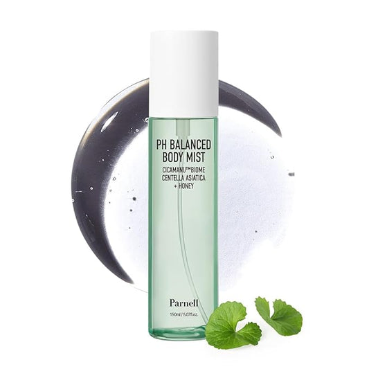 Parnell Cicamanu pH Balanced Body Mist - Centella Asiatica, Hyaluronic Acid, Ceramide, LHA, PHA, Mild Exfoliating, Soothing and Moisturizing Mist for Body, Back Acne and Bacne (5.07 Fl Oz / 150ml)