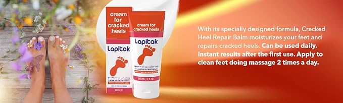 Lapitak Cracked Heel Treatment Foot Cream Dry Feet Lotion for Extremely Dry Skin Foot Scrubber Dead Skin Remover Athletes Foot Treatment Fast Cracked Heel Repair Healthy Feet Sensitive Skin 2 Oz.