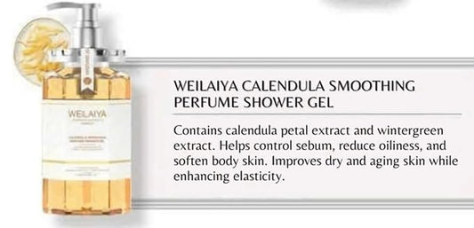 Weilaiya Calendula Shower Gel – 450mL / 15.2 fl oz – Soothing Body Wash for All Kinds of Skin, Especially Sensitive Skin – Natural Calendula Extract, Hydrating & Gentle Daily Anti Aging Cleanser