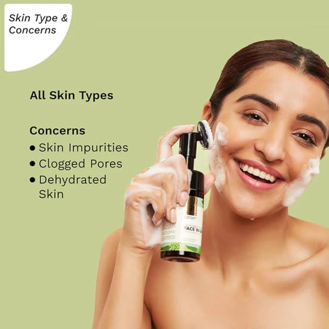 Pilgrim Squalane Foaming Face Wash | Deep Cleansing & Hydrating | Removes Dirt, Oil & Impurities | Enriched with Kiwi Extract & Vitamin B5 | Gentle & Non-Drying | 4.05 Fl Oz (120ml)