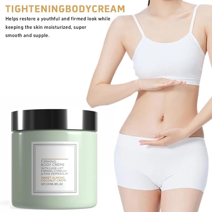 Champagne Lift Body Creme, Smoothing & Elasticity Boost for Arms, Legs, Neck – Lightweight Anti-Sagging Moisturizing Cream (Almond Coconut, 8 Fl Oz)