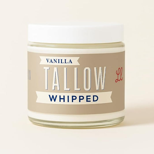 Whipped Tallow 9oz - All Natural Face Cream + Whole Body Moisturizer for Dry Skin - Made With Scented Oil Blend - No Preservatives, Parabens or Seed Oils - USA Made (Vanilla)