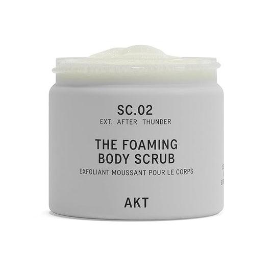 AKT The Foaming Body Scrub 8.4 Fl Oz, Skin Exfoliator, Body Scrub with Rice & Sugar, Papaya & Nourishing Oils, Natural Exfoliating Sugar Scrub with Vitamin E, Dead Skin Remover for Body