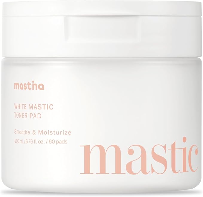 MASTINA White Mastic Toner Pad (60 Count) 100% Vegan Cotton Rounds. Improve Skin Texture & Remove Residual Impurities