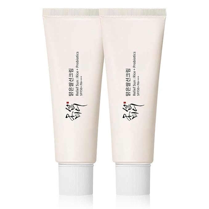 Relief Sun Organic sunscreen SPF50++++PA++++ Rice and Probiotics | Korean Skin Care Solution for All Skin Types | Nourishing Skin Protection and UV Defense(2PC)