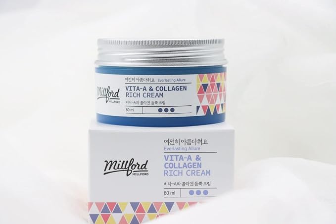 Vita A & Collagen Rich Cream 80ml/2.7 Oz, Fish/Marine Collagen, Face Cream, Anti Aging, Facial Moisturizer, Wrinkes, Fine Lines, Retinyl Palmitate, Korean Skincare