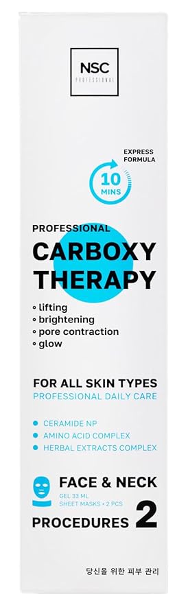 Name Skin Care Korean Carboxy CO2 Therapy Face & Neck Mask Set of 2 - Hydrating Oxygen Carboxytherapy Skincare Sheet Masks - Moisturizing Anti Aging Pore Tightening Brightening Facial Treatment Gel