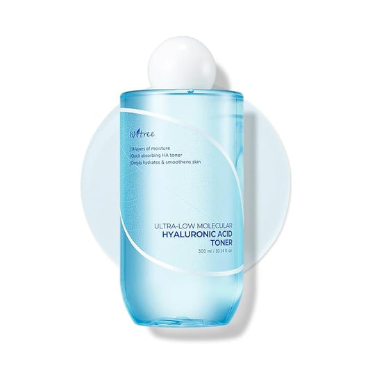 ISNTREE Ultra-Low Molecular Hyaluronic Acid Toner 300ml, 10.14 fl.oz | Korean Skincare | Quick Absorbing | Deep Hydration & Skin Smoothing | Vegan & Fragrance-Free