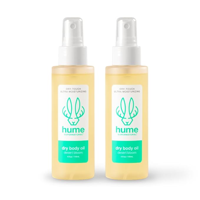 HUME SUPERNATURAL Dry Body Oil Spray - Moisturizing Oil for Dry Skin, After Shower Body Oils for Women and Men, Dry Oil Body Spray, Nourishing, Hydration, Glow, Desert Bloom, 2-Pack