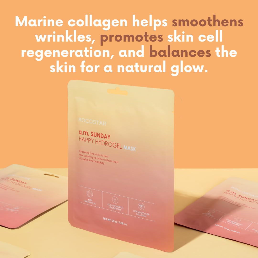 Norwegian Collagen Hydrogel Face Mask – Patented Bio-Collagen Overnight Sheet Mask with Hyaluronic Acid for Intense Hydration & Skin Elasticity – Korean Skincare for Anti-Aging & Firming – 1 Sheet (0.88 oz)