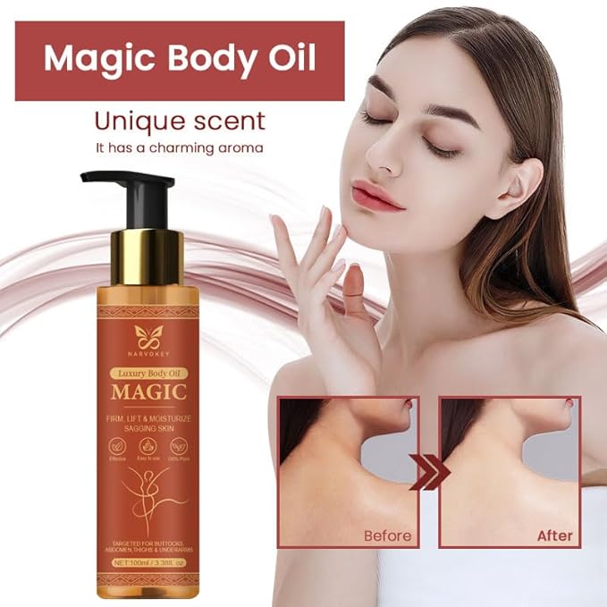 Magic Luxury Firming Body Oil, Hydrating Moisturizes and Firming Skin Oil for Treatment Sagging Skin , Tightens,,Firms With Natural Ingredients Rosehip Almond, Luxury Spa Gifts 3.4fl oz/100ml (1)