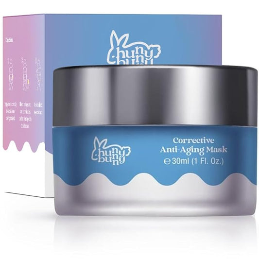 Hunny Bunny Corrective Anti-Aging Night Cream & Mask Hybrid with Peptides, Hyaluronic Acid & Squalane – 2-in-1 Firming, Hydrating & Anti-Wrinkle Treatment, 30mL - Made in USA