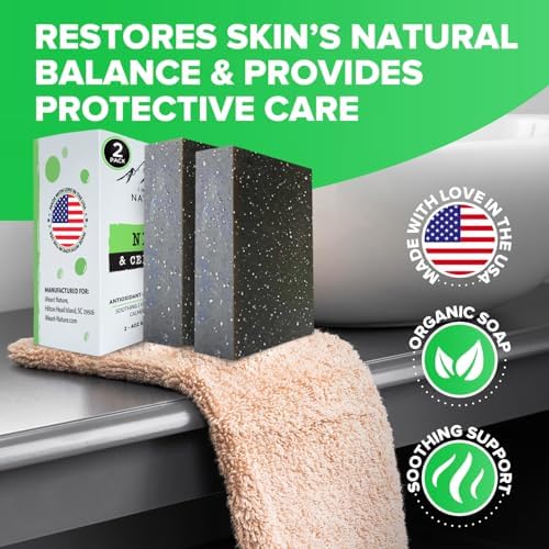 iHeart Nature Organic Fungal Neem Soap Bar (2 Pack) - Herbal Body Odor Cleanser, Eczema Soap - Moisturizing, Long-Lasting, Creamy Wash - Gentle Skin Hydration and Care