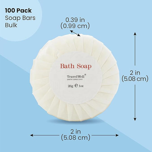 ECO Amenities Bath Soaps for Hotels - 100-Count, 1 oz - Individually Wrapped Bulk Mini Soap Bars for Guest & Travel Use