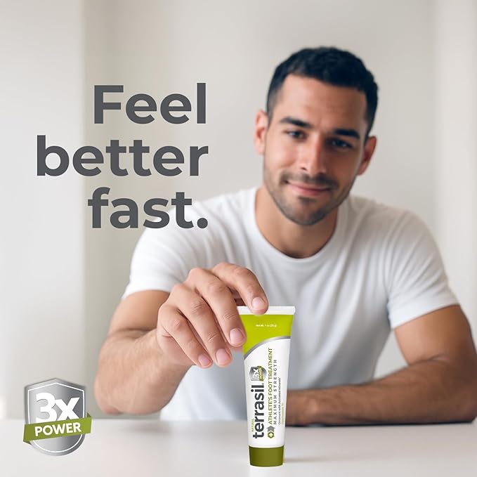 terrasil Athletes Foot Cream with Clinically Proven 1% Clotrimazole, Extra Strength Antifungal Ointment for Treatment of Itchy Feet & Peeling Skin, for Men and Women (1oz)