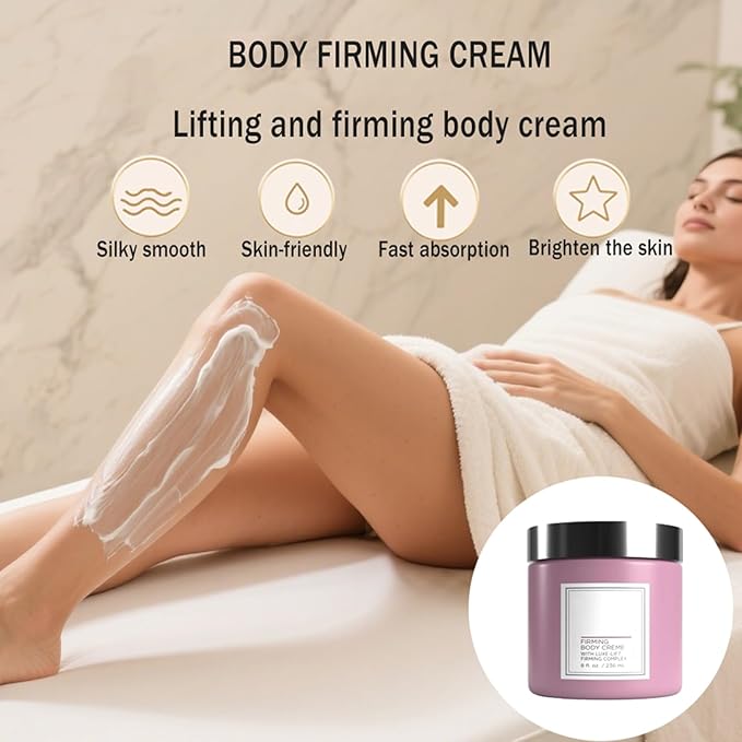 Champagne Lift Hydrating Firming Body Cream,Age-Defying Champagne Body Cream for Crepey,Dry & Sagging Skin, Rejuvenating Champagne Body Firming Cream with Pink Pepperslim & Luxe-Lift Complex, 8 oz
