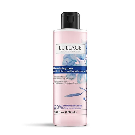 Lullage Exfoliating Toner for the Face with Hibiscus Extract, Alcohol-Free Face Toner for All Skin Types, Exfoliates, Cleanses, Purifies & Evens Skin Tone, 6.8 Fl Oz