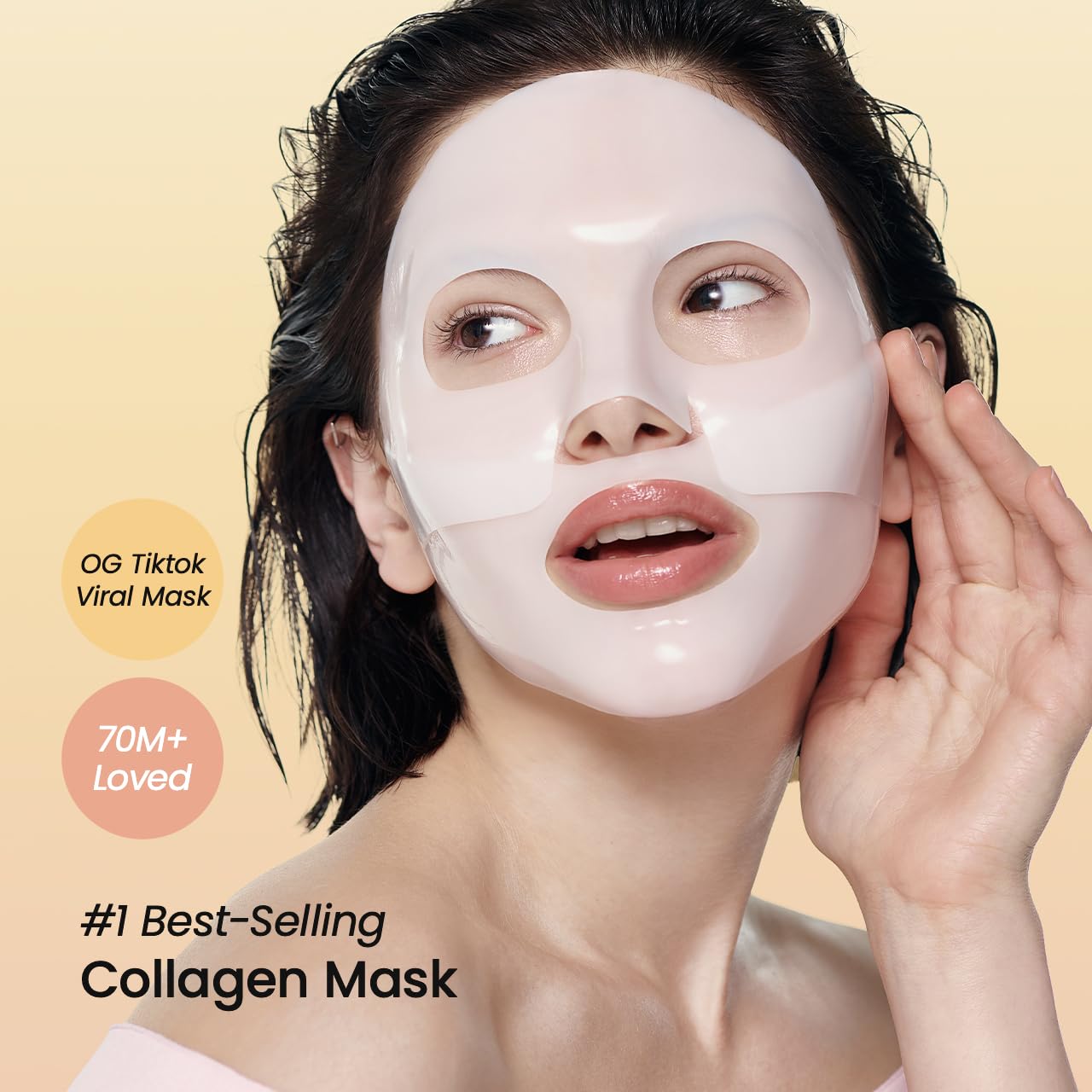 Bio-Collagen Real Deep Mask, Hydrating Overnight Hydrogel Mask, Pore Minimizing, Elasticity Improvement, 34G X4Ea