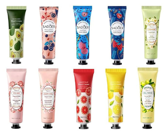 10 Pack Hand Cream Gift Set,Gentle Hand Cream Lotion with Natural Plant Flower Fruit Flavour for Dry Hands,Natural Plant Fragrance Mini Hand Lotion Travel Size