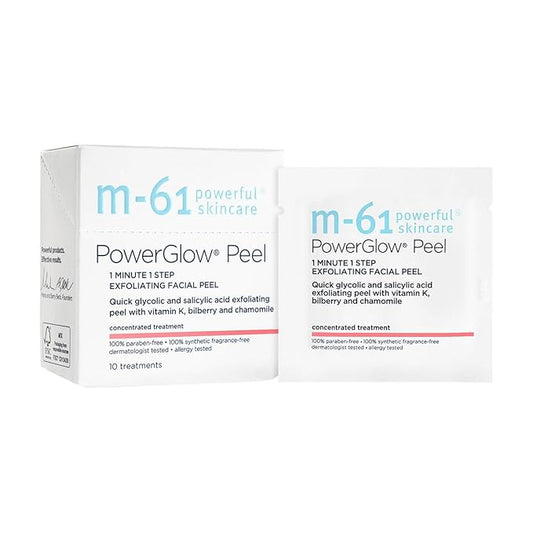 m-61 PowerGlow Peel | Exfoliating Facial Peel With Glycolic, Salicylic Acid. 1 Minute, 1 Step - 10 Treatments