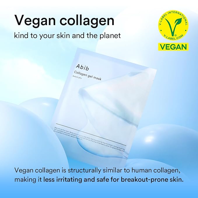 Abib Collagen Gel Mask Sedum Jelly 4 Sheets (Hydrating) I Korean Vegan Collagen, Cooling Hydrating Hyaluronic Acid Hydrogel Face Mask Skin Care