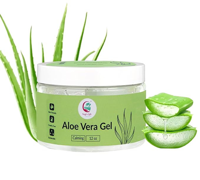 12 oz Aloe Vera Gel, Pure & Natural Soothing Aloe Gel for Face, Skin, Scalp Hair & Scalp – Daily Moisturizer & Refresh Skin, By Yogi's Gift