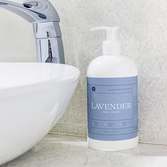 Hillhouse Naturals Lavender Hand Lotion 16oz - Enriched with Shea & Cocoa Butter for Soft, Velvety Skin - Lavender & Eucalyptus Essential Oils - Cruelty-Free, Small Batch, Made in the USA