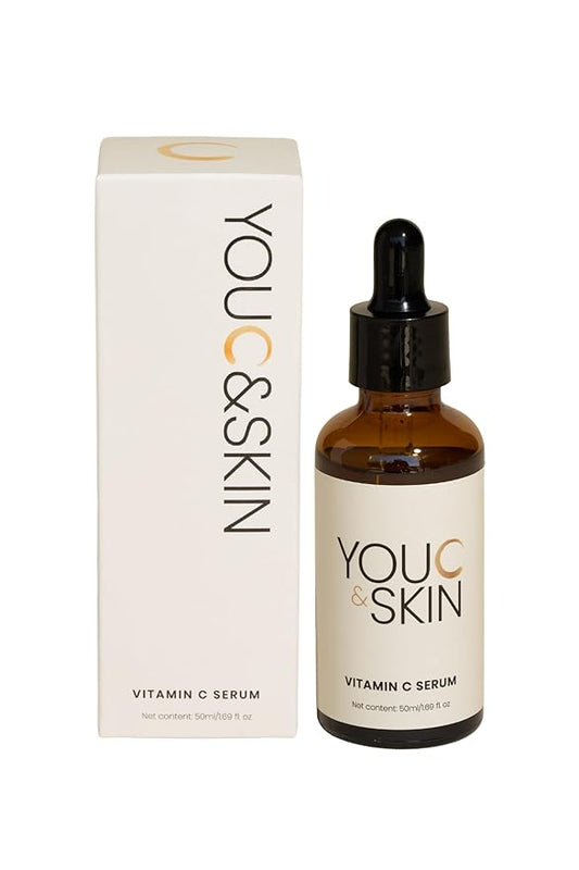 You C & Skin Vitamin C Serum 1.7 fl oz – Hydrating Face & Neck Serum for Men & Women – Lightweight, Non-Greasy Formula with Niacinamide & Peptides