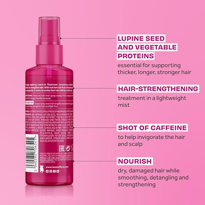 Lee Stafford Hair Growth Leave In Treatment Spray | Grow Strong & Long Collection - Best Conditioner Mist for Dry, Damaged, Frizzy Hair, Detangler, Men & Women, 3.3 Fl Oz