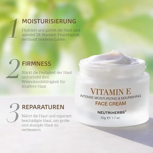 Neutriherbs Vitamin E Face Cream,Day and Night Facial Moisturizer for Women and Men, Nourishing and Hydrating Fit for Sensitive Skin - 1.7 oz